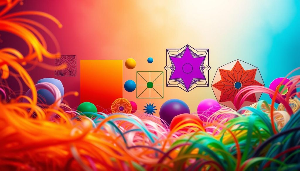 A vibrant, color-filled composition showcasing the "psychologia kolorów" (the psychology of colors). In the foreground, a kaleidoscope of hues - warm oranges, cool blues, vibrant greens - swirl and intermingle, creating a mesmerizing visual tapestry. The middle ground features various geometric shapes and patterns, each with its own distinct chromatic identity, illustrating how colors can evoke specific moods and emotions. In the background, a soft, ethereal gradient of complementary tones sets the stage, evoking a sense of tranquility and introspection. The lighting is soft and diffused, casting a gentle glow over the entire scene, emphasizing the psychological and emotional impact of color. The overall atmosphere is one of exploration, discovery, and the power of hue to influence our perceptions and experiences.